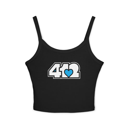 412 Women’s Camisole – Blue Heart, White Logo
