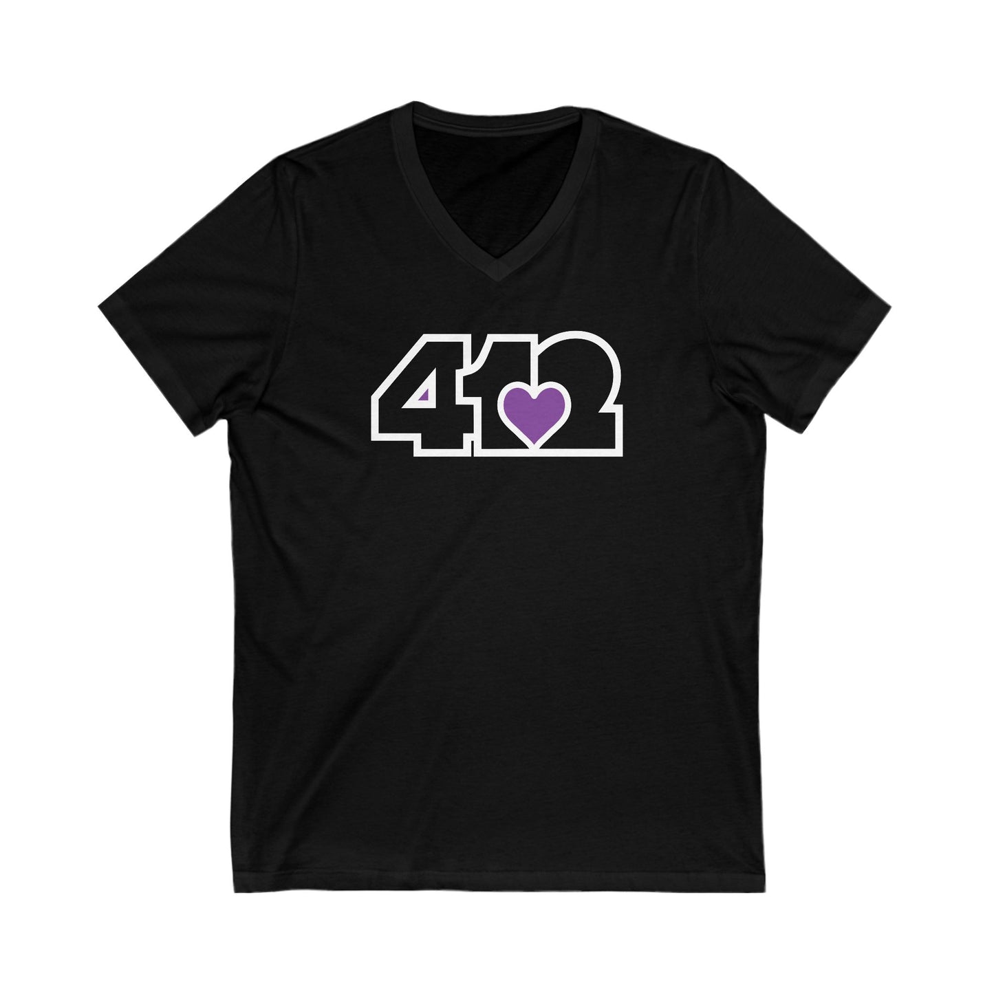 412 Women's V-Neck - Purple Heart, Black Logo
