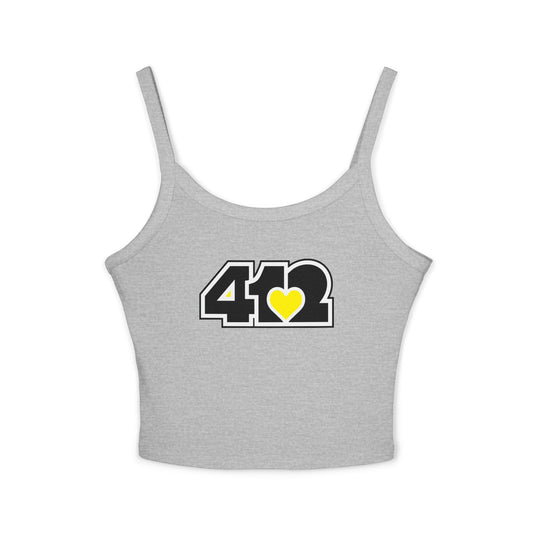 412 Women’s Camisole – Yellow Heart, Black Logo