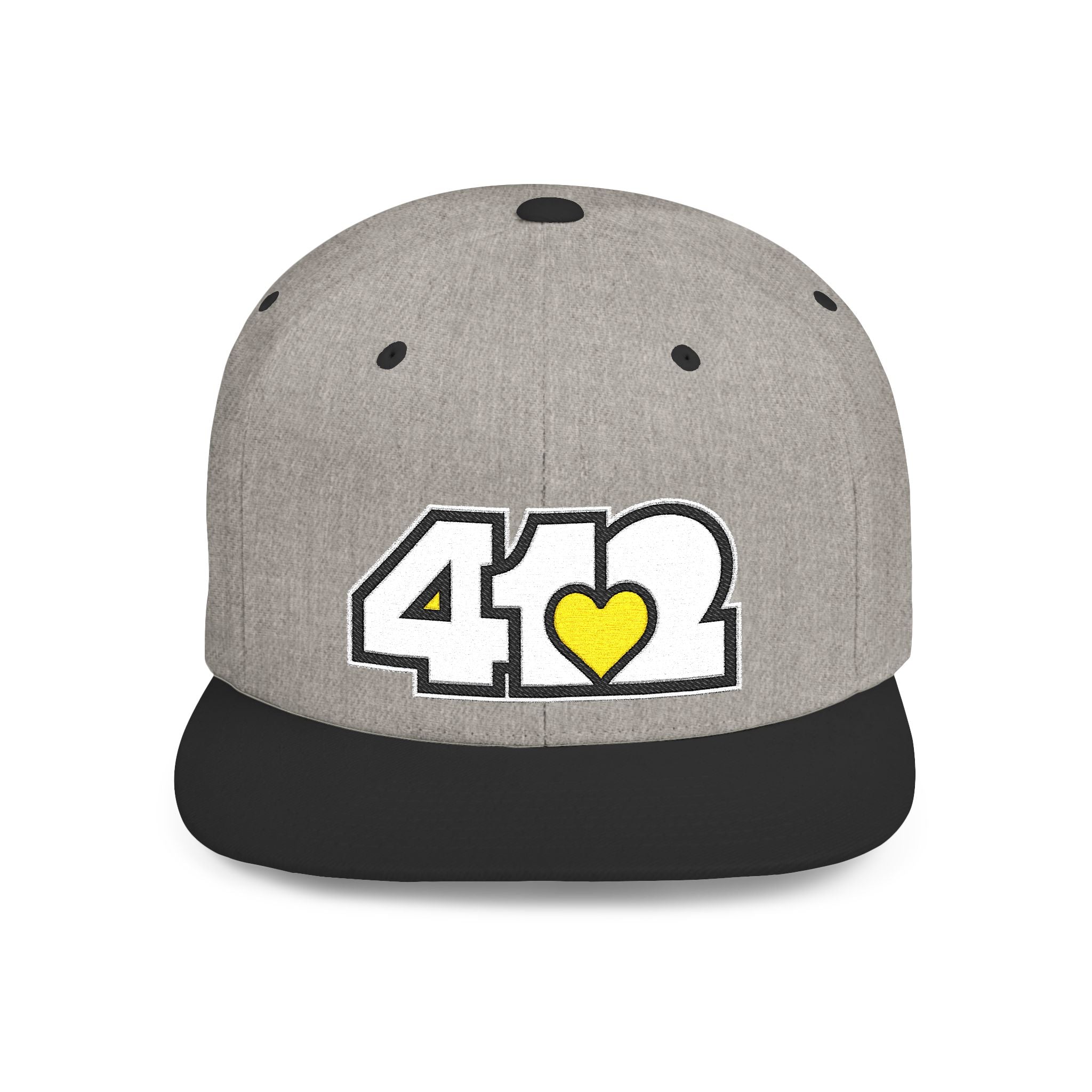 Pittsburgh 412 White & Yellow Embroidered Flat Bill Snapback Hat