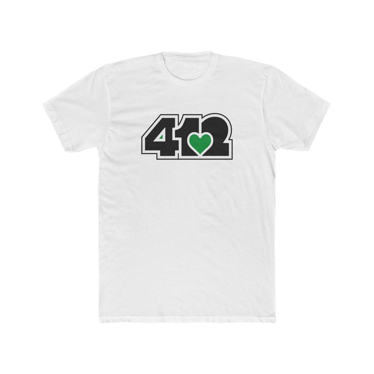 412 Contoured Fit Tee - Green Heart, Black Logo