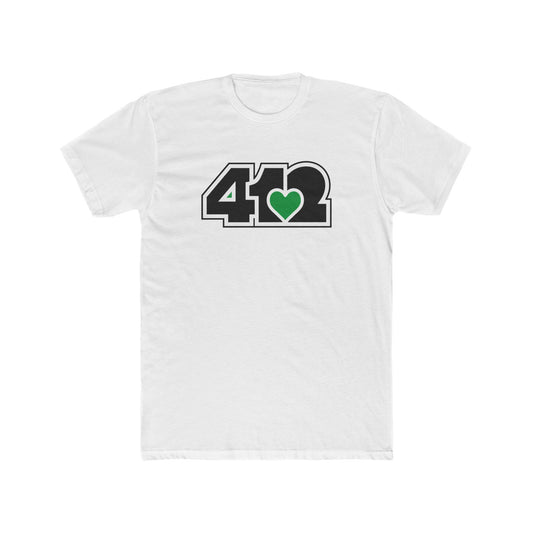 412 Contoured Fit Tee - Green Heart, Black Logo