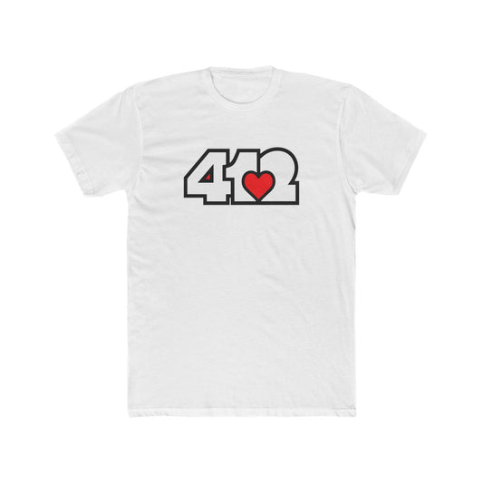 412 Contoured Fit Tee - Red Heart, White Logo
