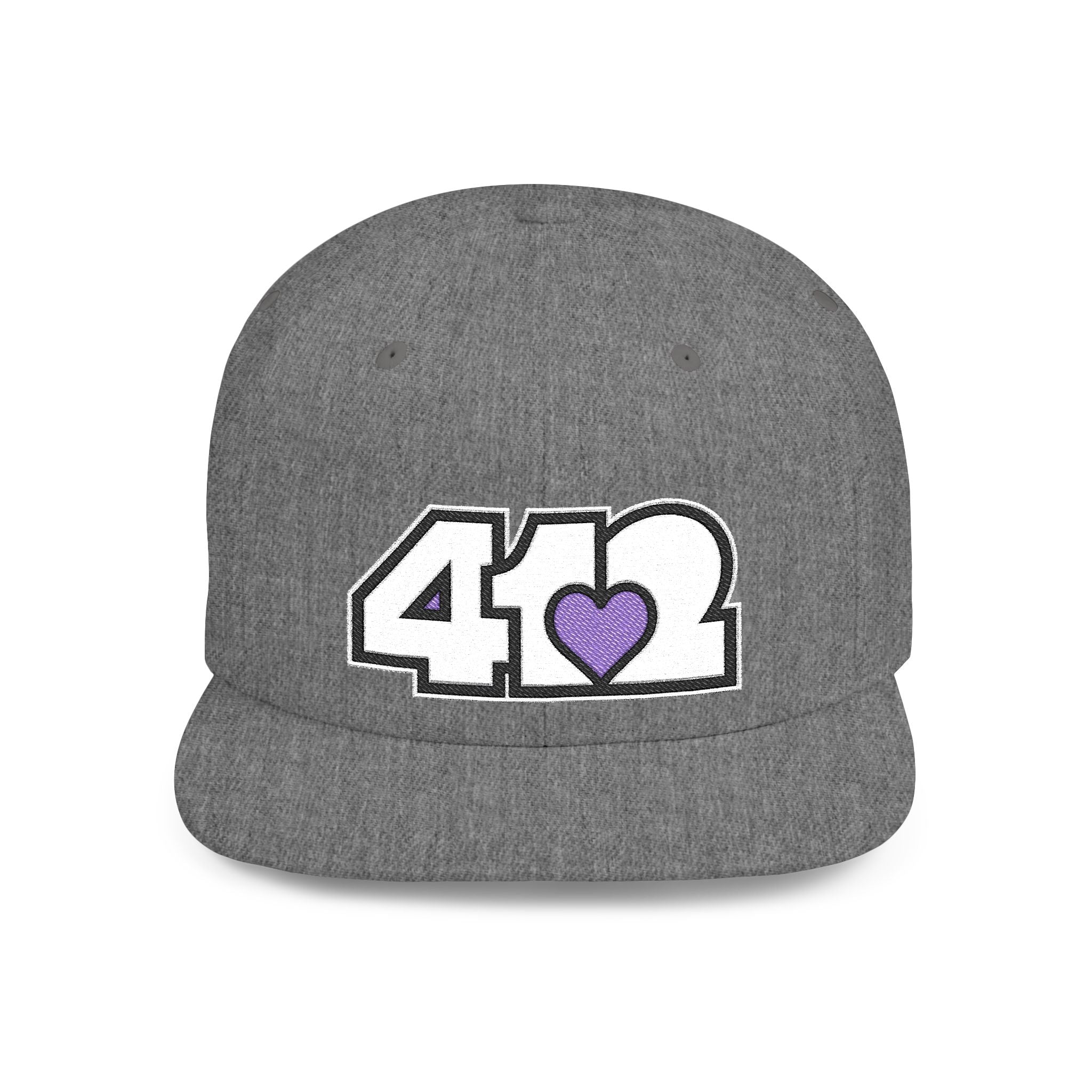 Pittsburgh 412 White & Purple Embroidered Flat Bill Snapback Hat
