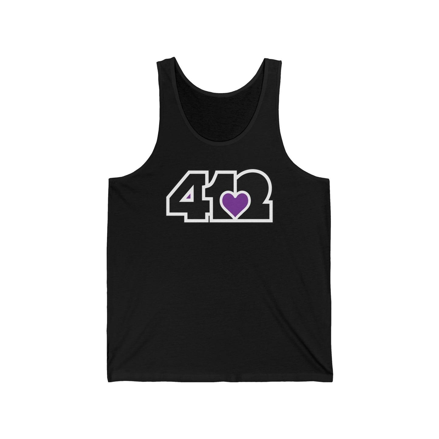 412 Unisex Jersey Tank - Purple Heart, Black Logo