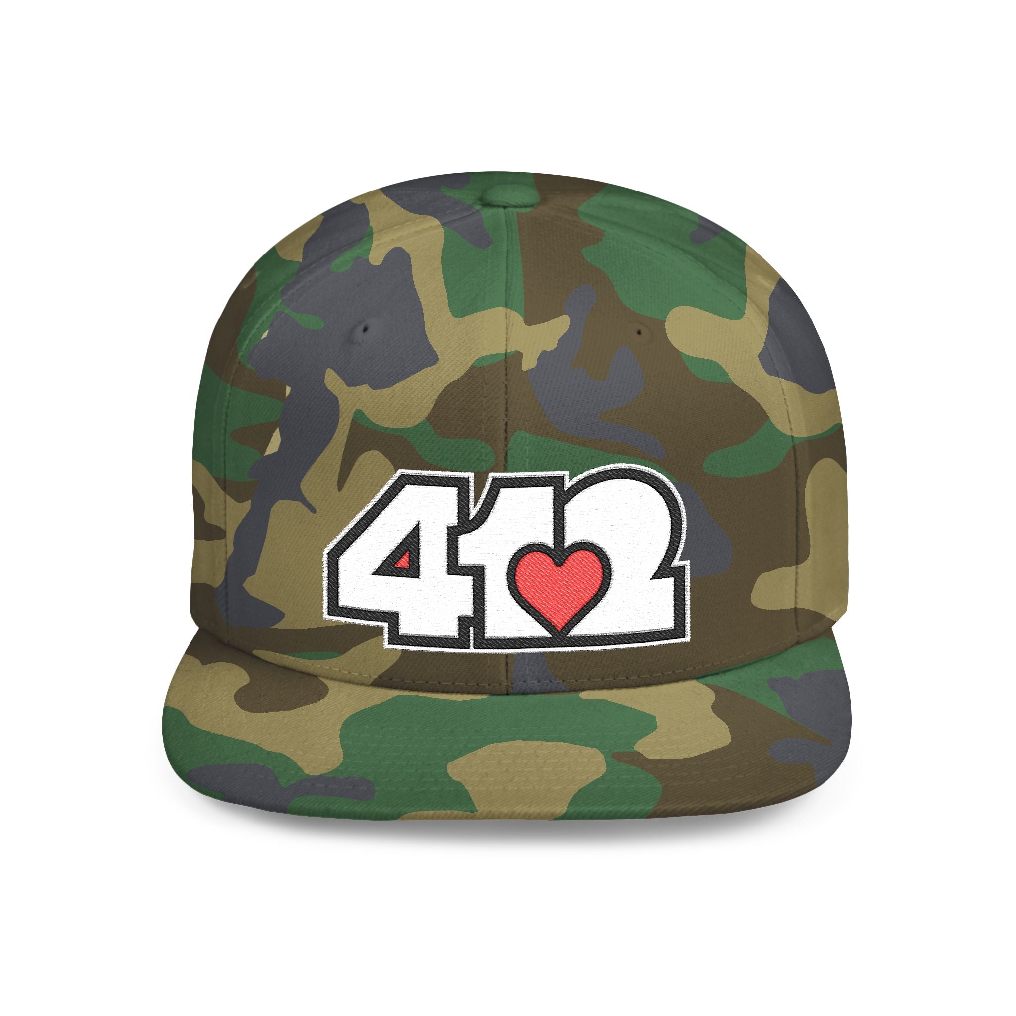 Pittsburgh 412 White & Red Embroidered Flat Bill Snapback Hat