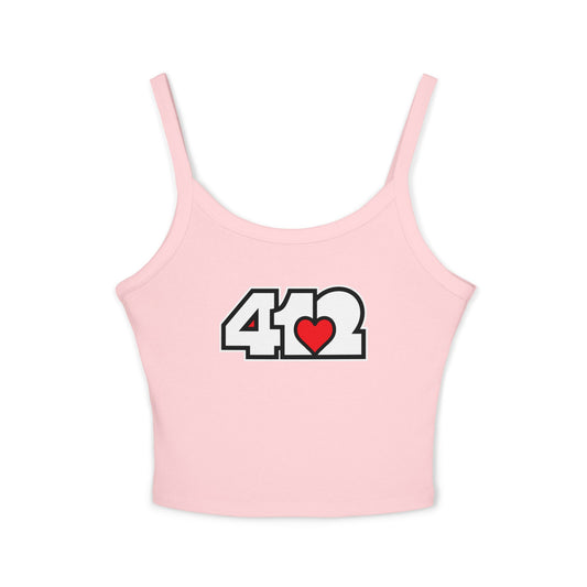 412 Women’s Camisole – Red Heart, White Logo