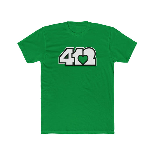 412 Contoured Fit Tee - Green Heart, White Logo