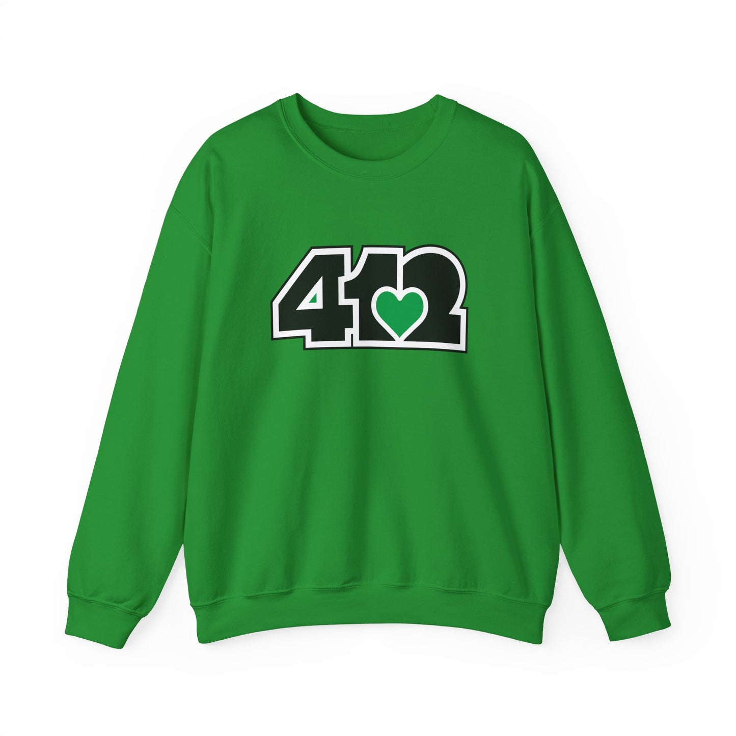 412 Crew Neck Sweatshirt  - Green Heart, Black Logo