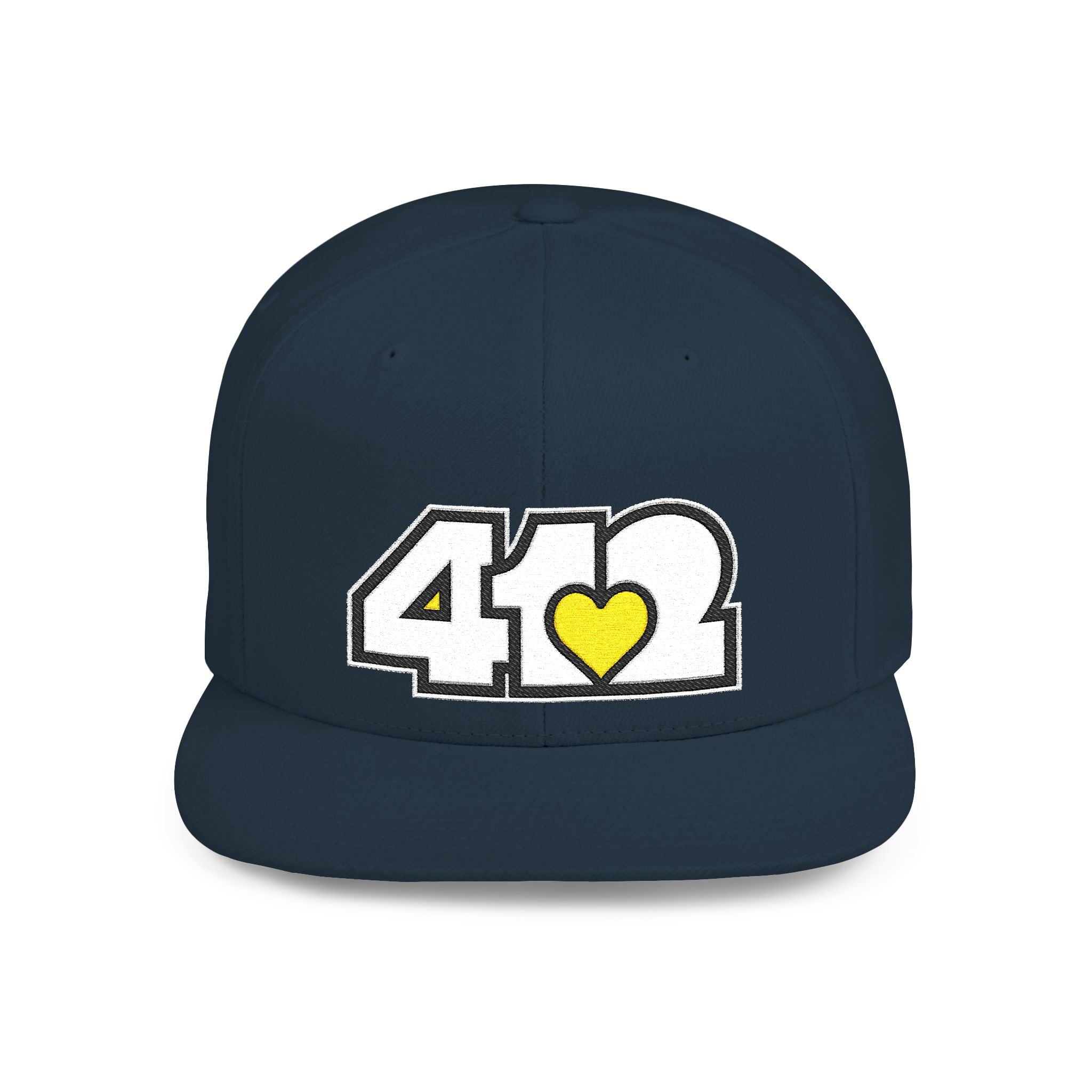 Pittsburgh 412 White & Yellow Embroidered Flat Bill Snapback Hat