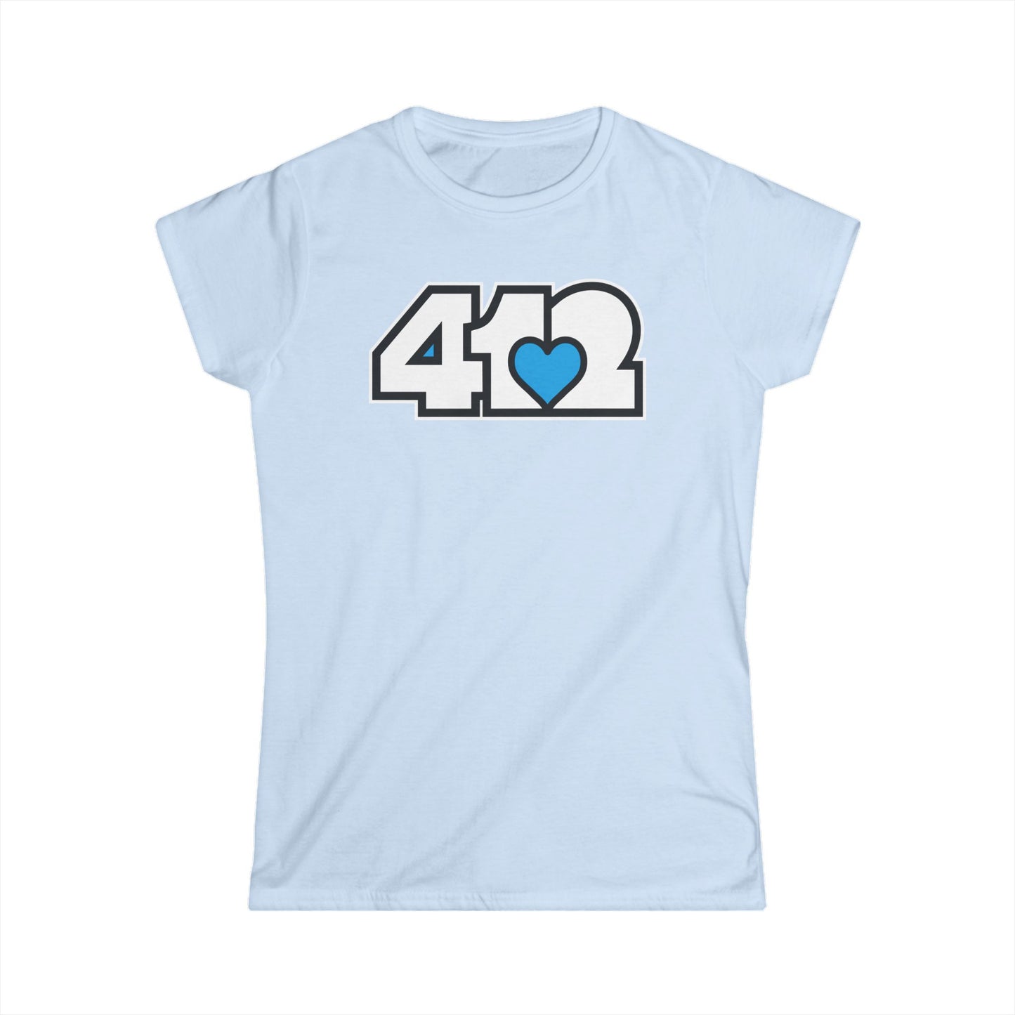 412 Women's Softstyle Tee - Blue Heart, White Logo