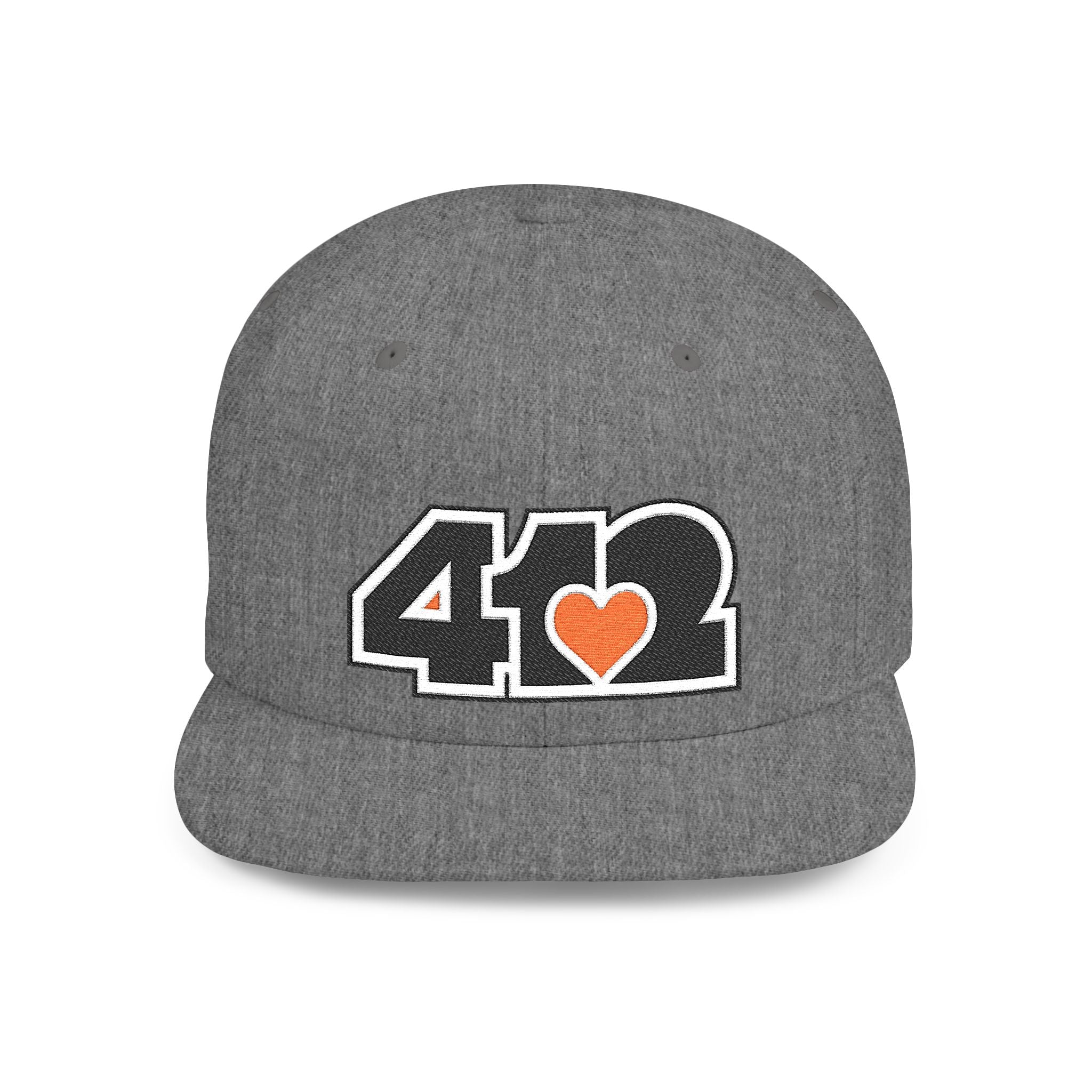 Pittsburgh 412 Black & Orange Embroidered Flat Bill Snapback Hat