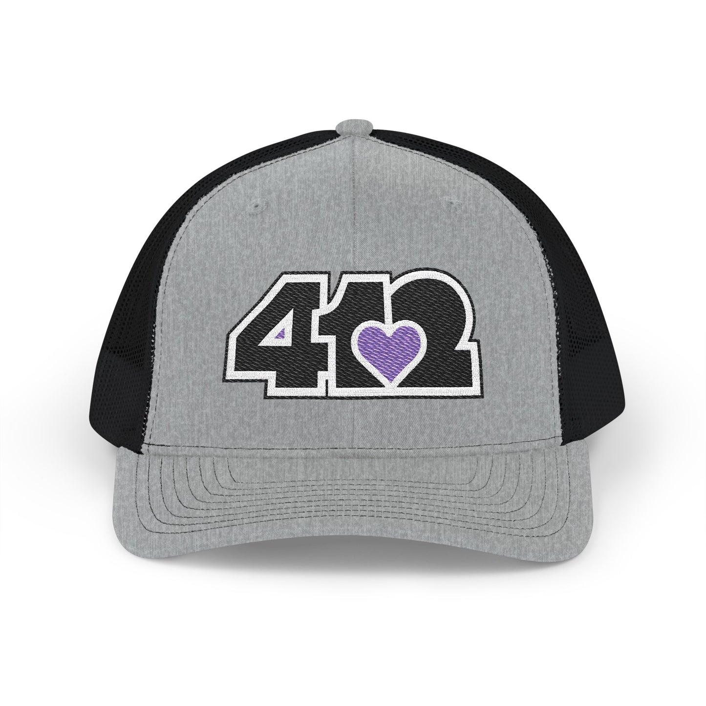 412 Snapback Crown – Embroidered Purple Heart, Black Logo
