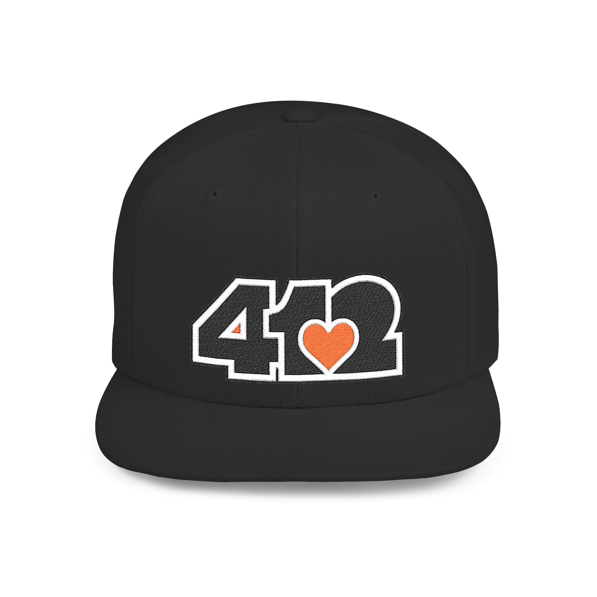 Pittsburgh 412 Black & Orange Embroidered Flat Bill Snapback Hat