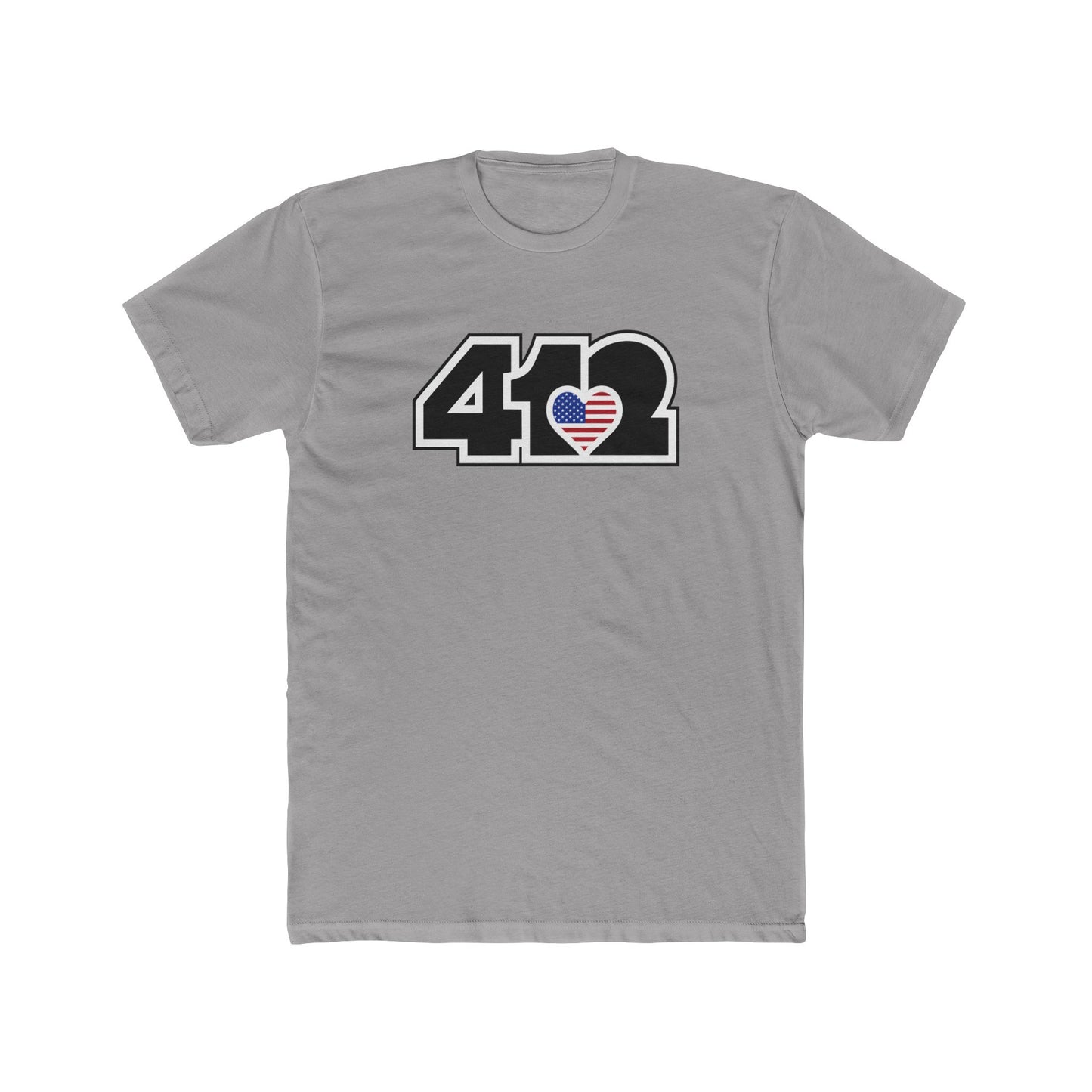 412 Contoured Fit Tee - Stars & Stripes Heart, Black Logo