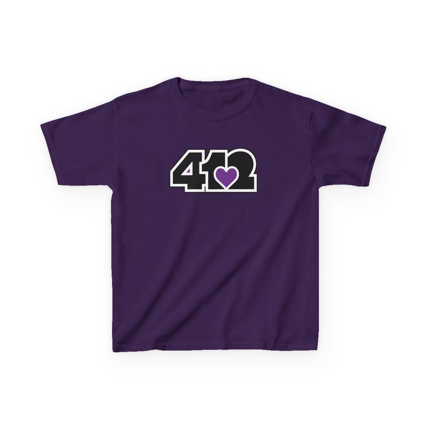 412 Kids Cotton Tee - Purple Heart, Black Logo