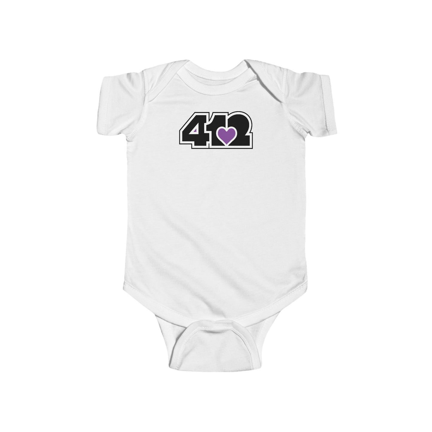 412 Infant Bodysuit - Purple Heart, Black Logo