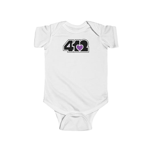 412 Infant Bodysuit - Purple Heart, Black Logo