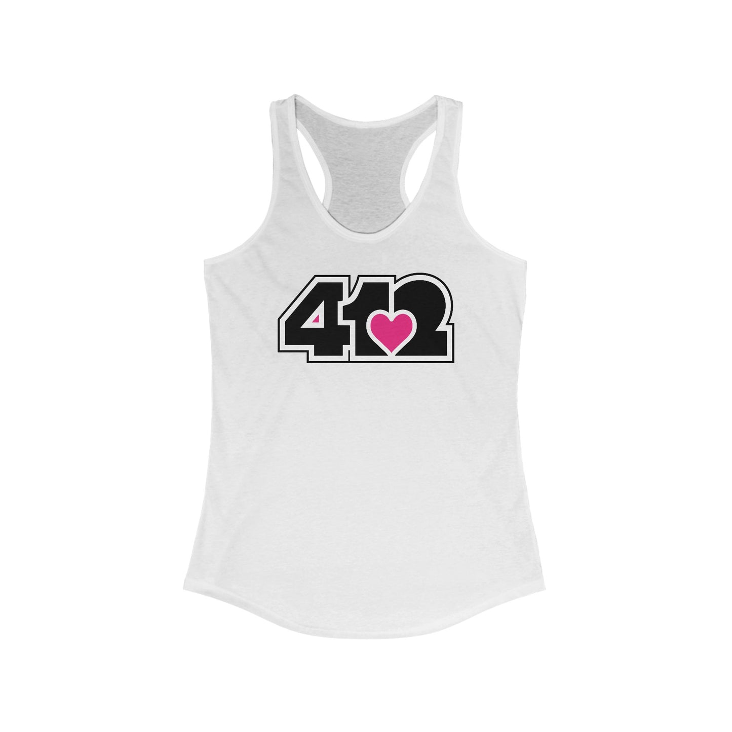 412 Women's Racerback Tank Top - Pink Heart, Black Logo