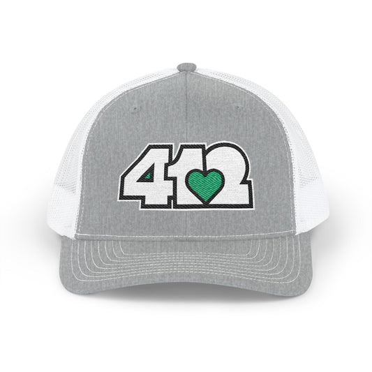 412 Snapback Crown – Embroidered Green Heart, White Logo
