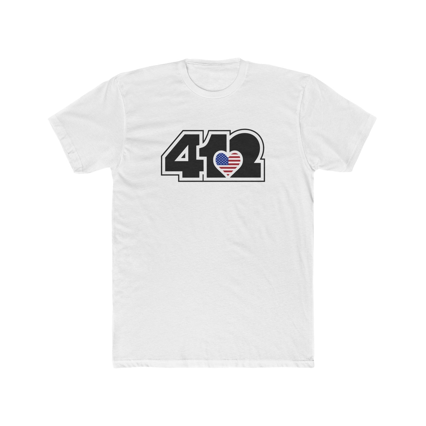 412 Contoured Fit Tee - Stars & Stripes Heart, Black Logo