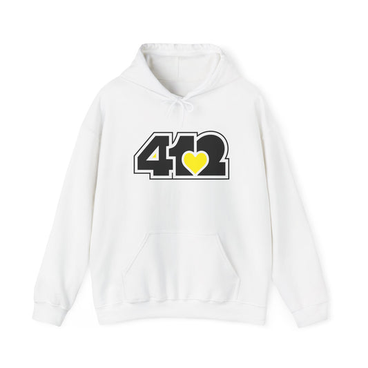 412 Classic Fit Adult Hoodie - Yellow Heart, Black Logo