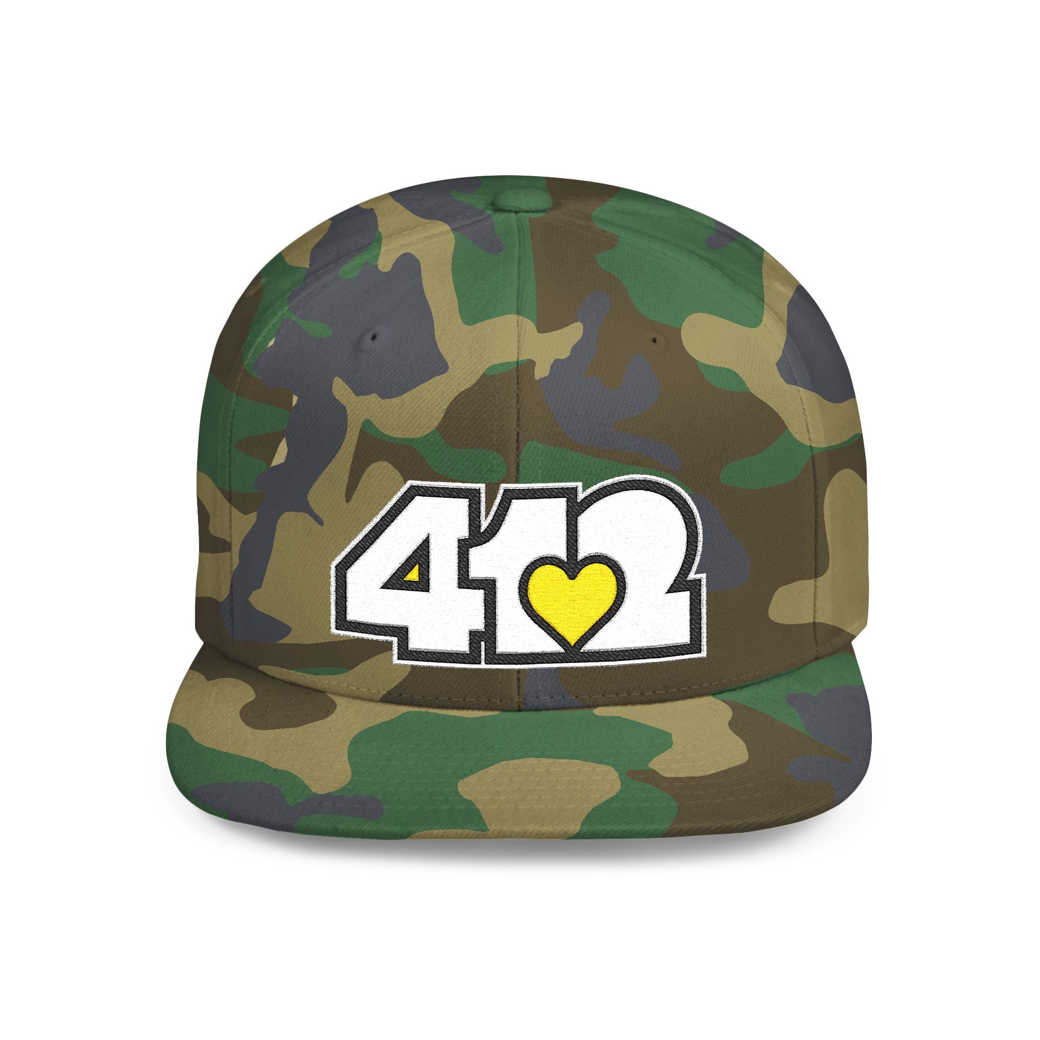 Pittsburgh 412 White & Yellow Embroidered Flat Bill Snapback Hat