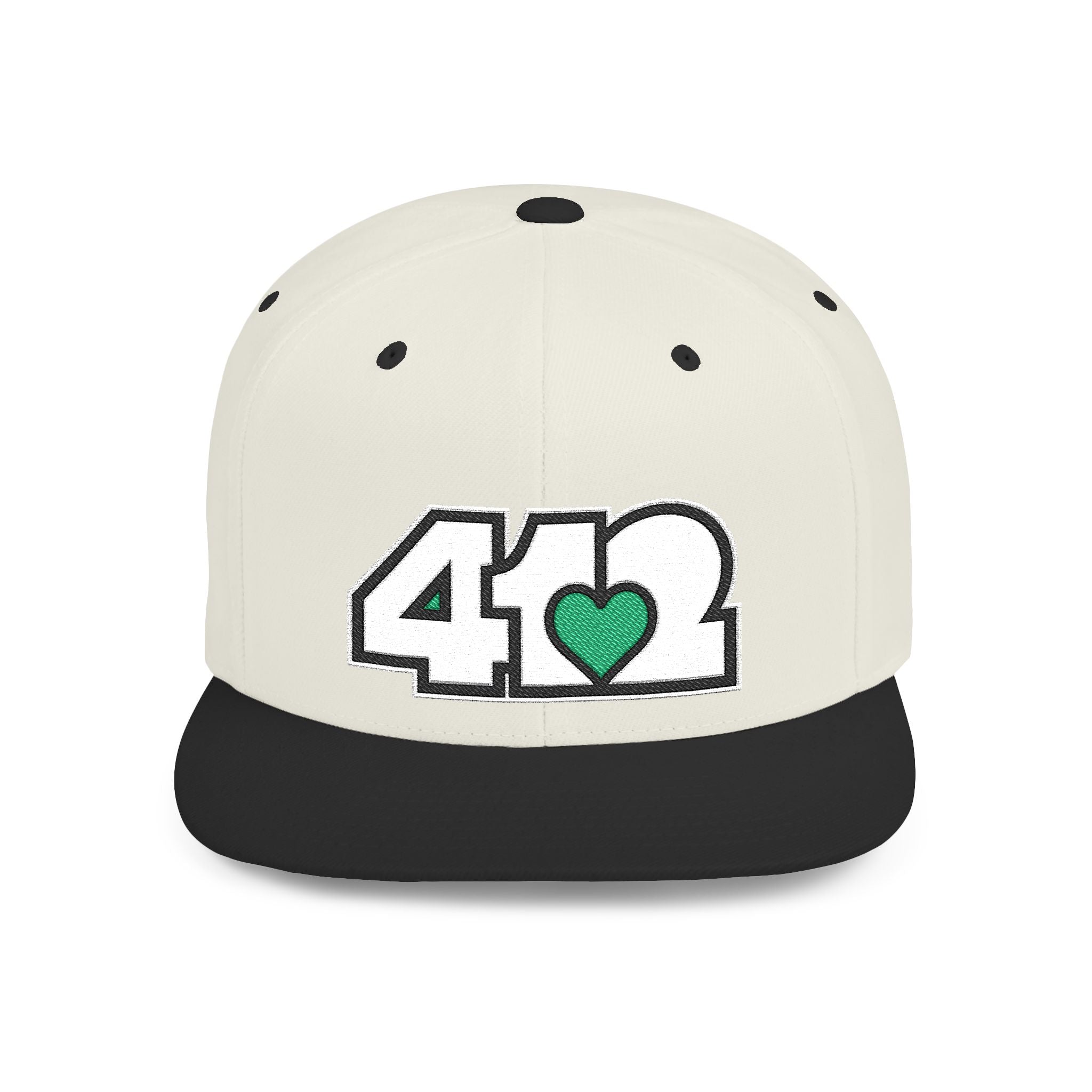 Pittsburgh 412 White & Green Embroidered Flat Bill Snapback Hat