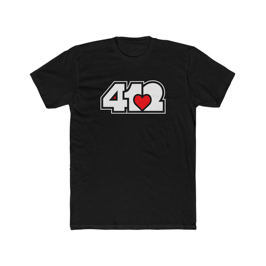412 Contoured Fit Tee - Red Heart, White Logo