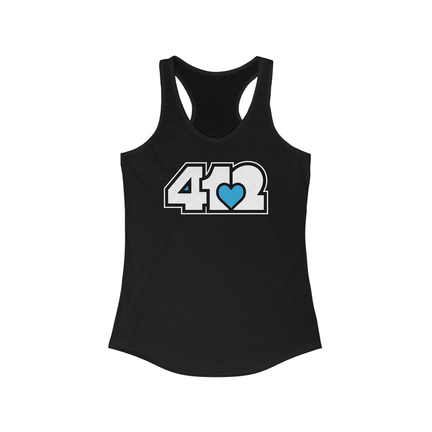 412 Women's Racerback Tank Top - Blue Heart, White Logo