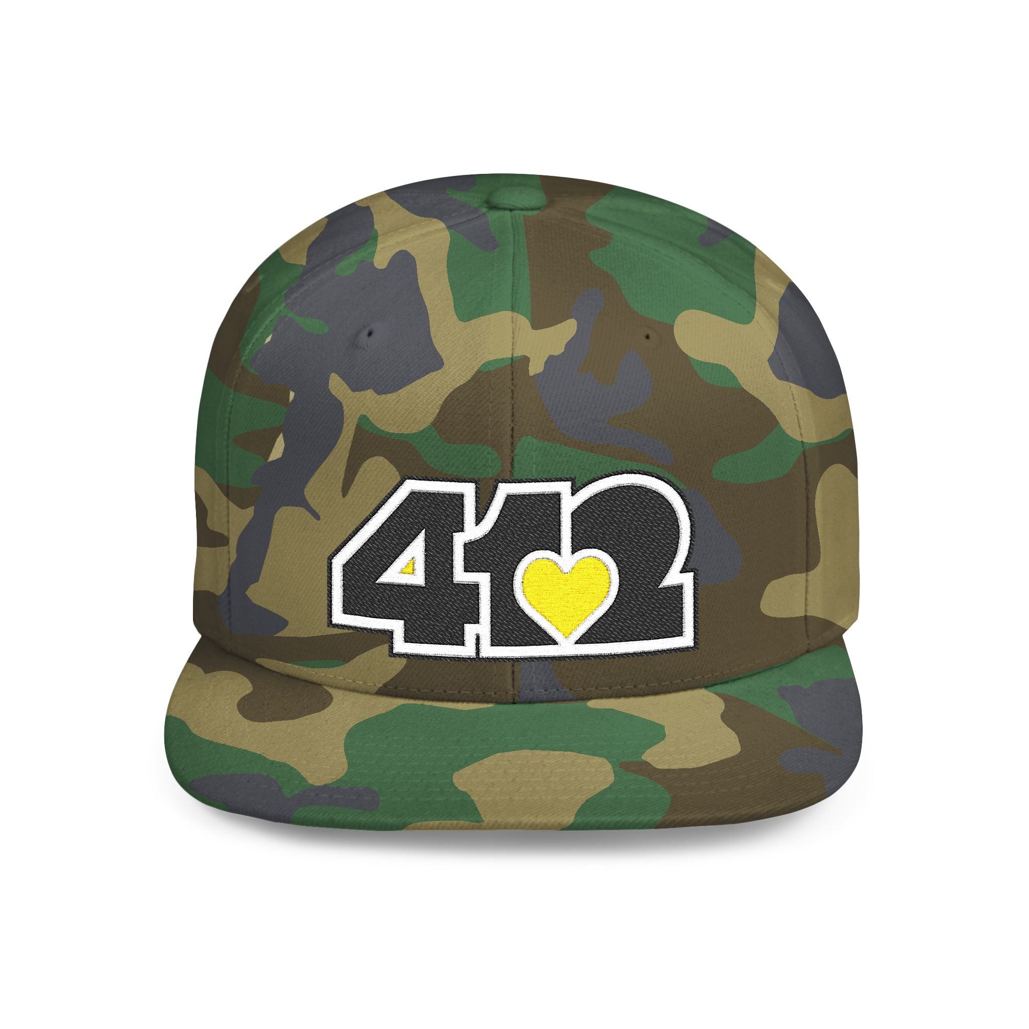 Pittsburgh 412 Black & Yellow Embroidered Flat Bill Snapback Hat