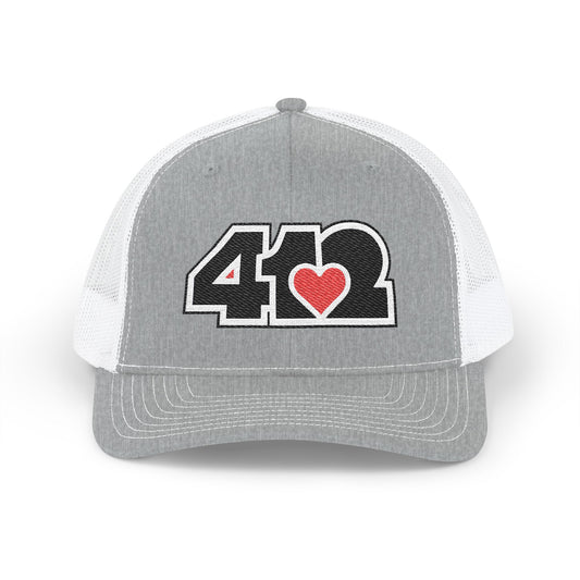 412 Snapback Crown – Embroidered Red Heart, Black Logo