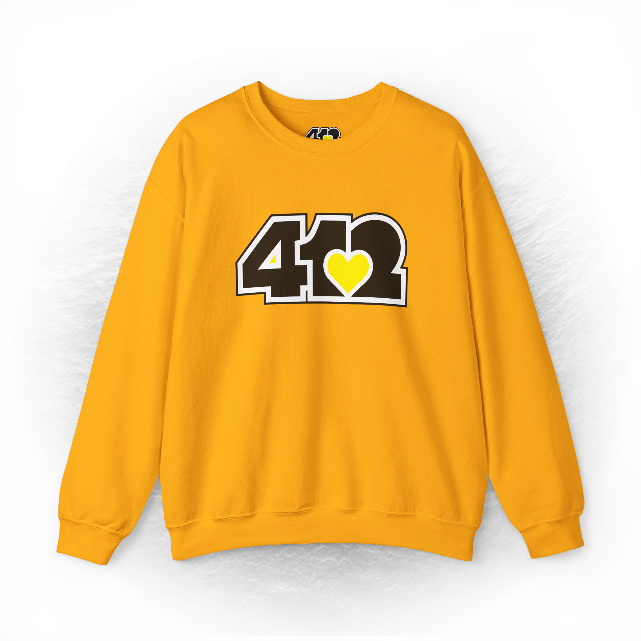 Pittsburgh Crewneck Sweatshirt | Black & Yellow 412 Logo – ash – Crewneck Sweatshirts – 4OneLove2