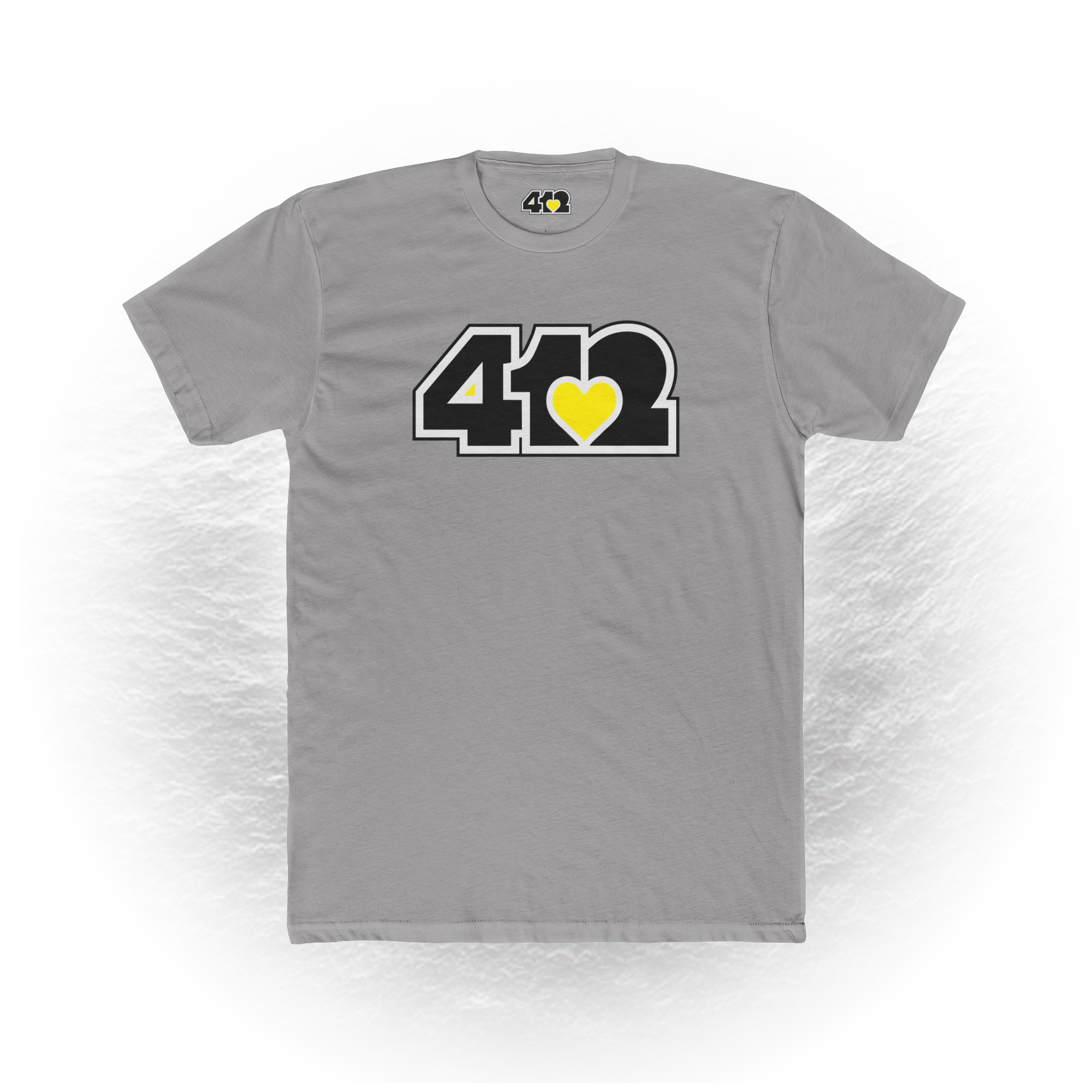 Pittsburgh T-Shirt | Black & Yellow 412 Logo – heather-gray – T-Shirts – 4OneLove2