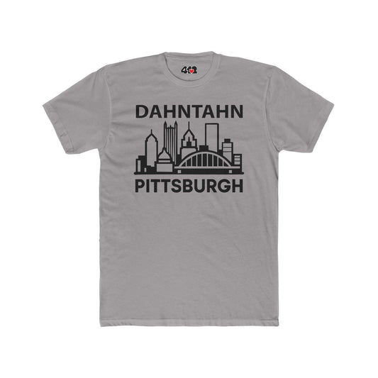Dahntahn Pittsburgh T-Shirt | Black Logo. Apparel Color: Solid Light Grey. Tailored fit T-Shirt with breathable cotton fabric, and classic neckline.