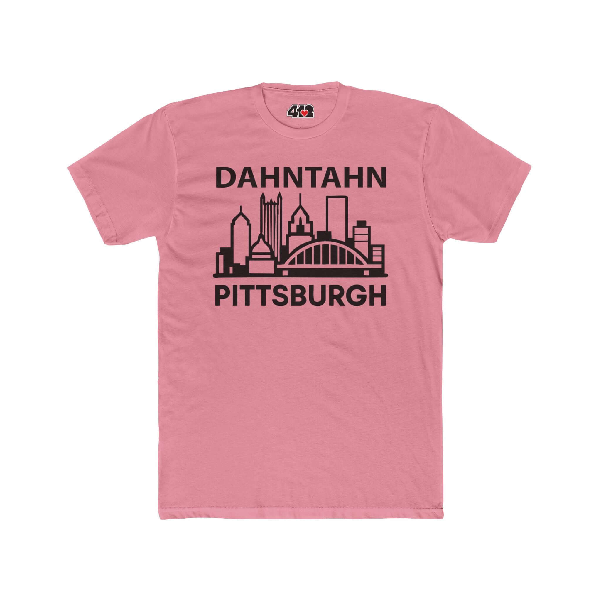 Dahntahn Pittsburgh T-Shirt | Black Logo. Apparel Color: Solid Light Pink. Tailored fit T-Shirt with breathable cotton fabric, and classic neckline.