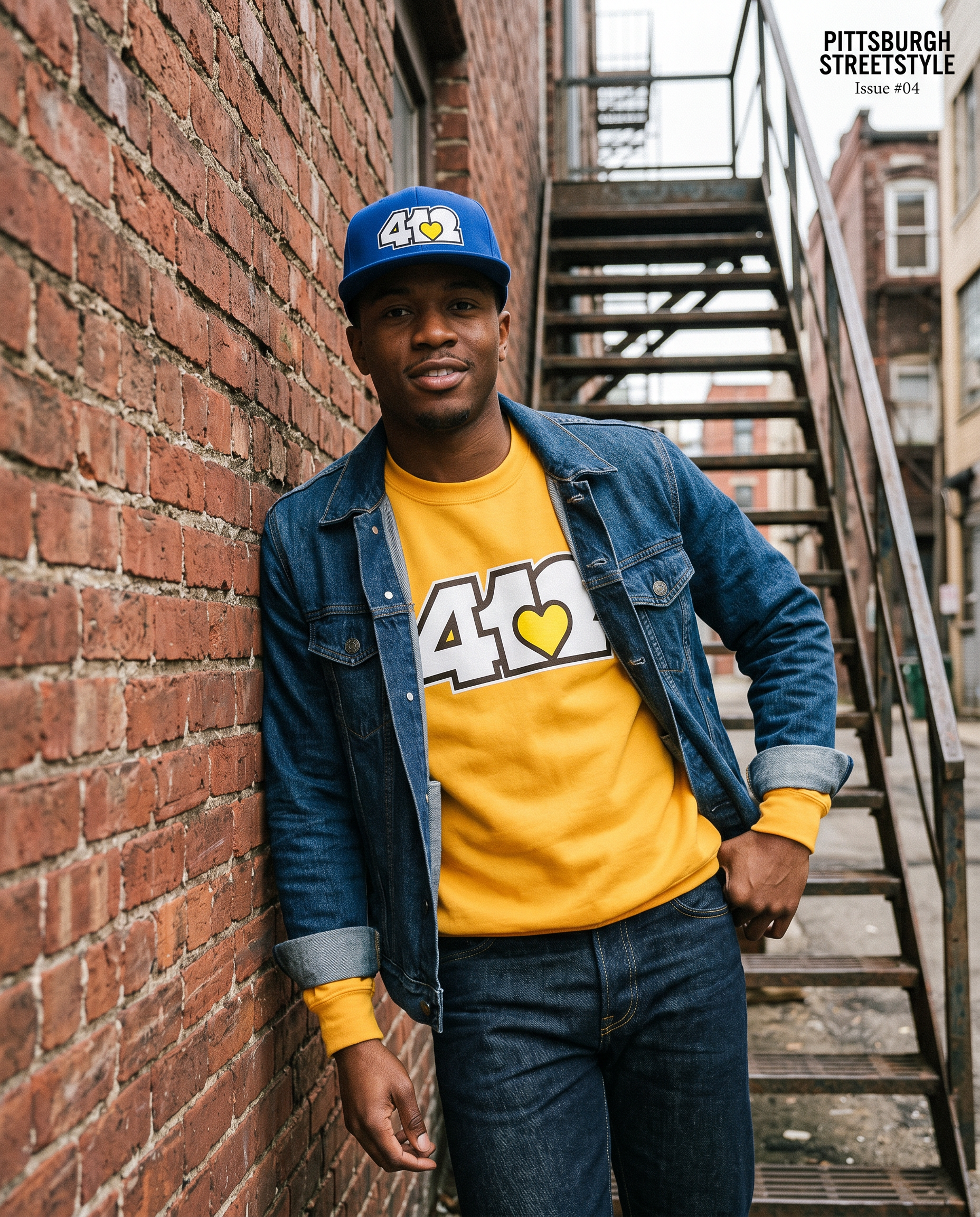 Pittsburgh 412 White & Yellow Embroidered Flat Bill Snapback Hat