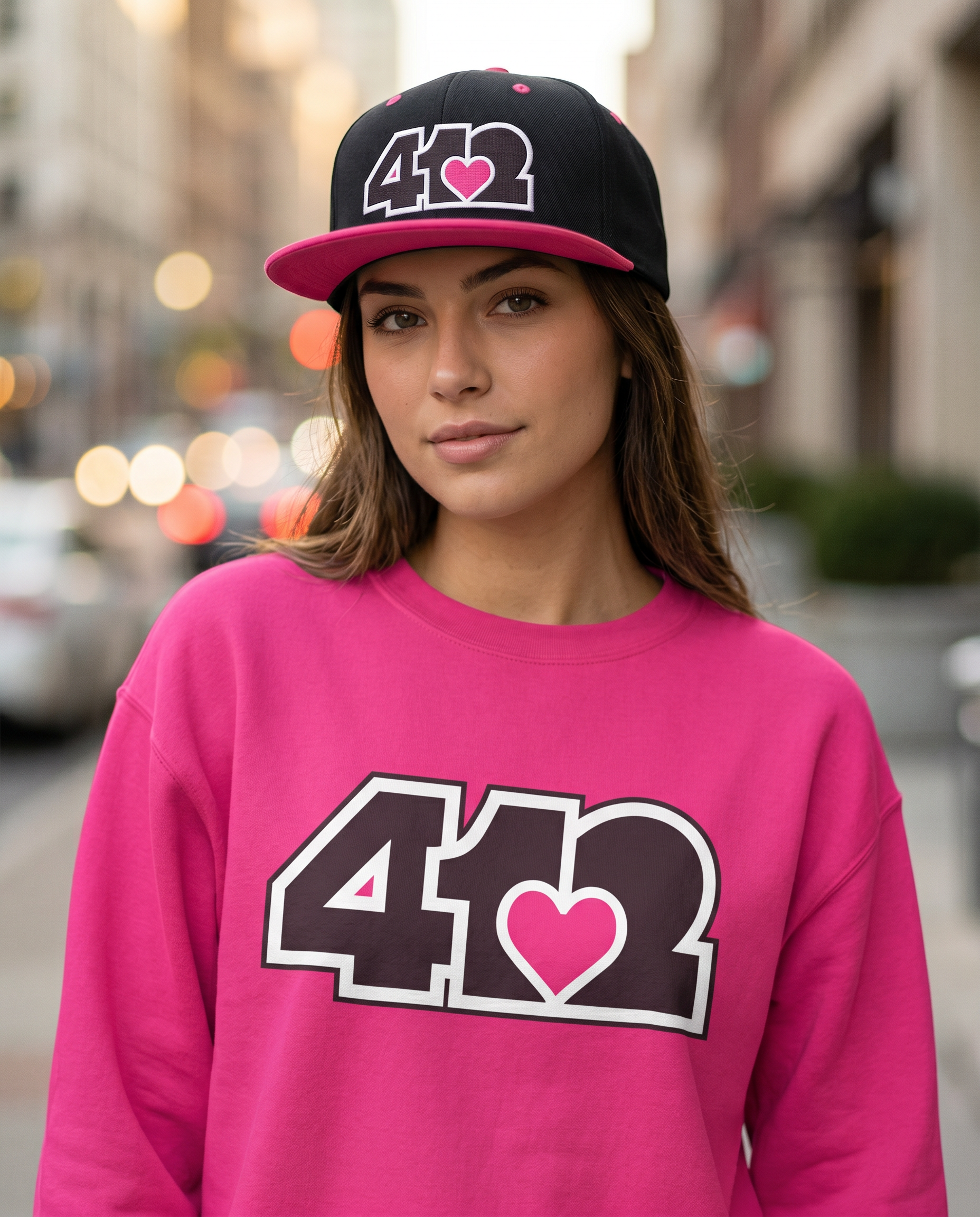 Pittsburgh 412 White & Pink Embroidered Flat Bill Snapback Hat