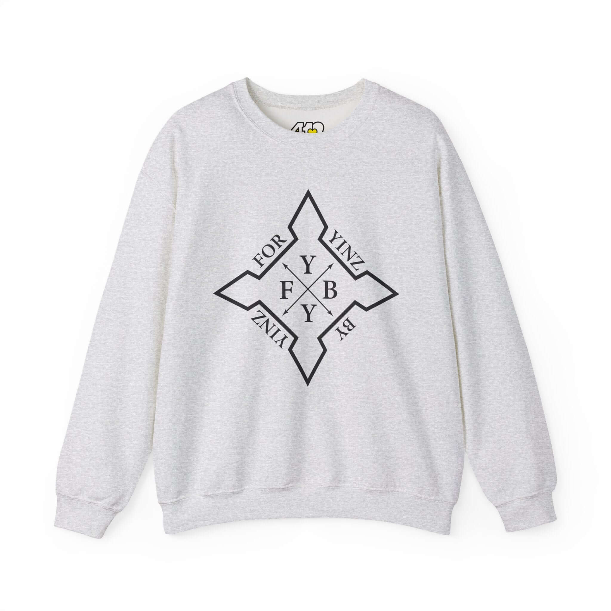 For YINZ By YINZ Sweatshirt | Black Logo. Apparel Color: Ash. A blend of 50% cotton and 50% polyester for cozy durability. With an Elastic ribbed collar, and Double-needle stitching.