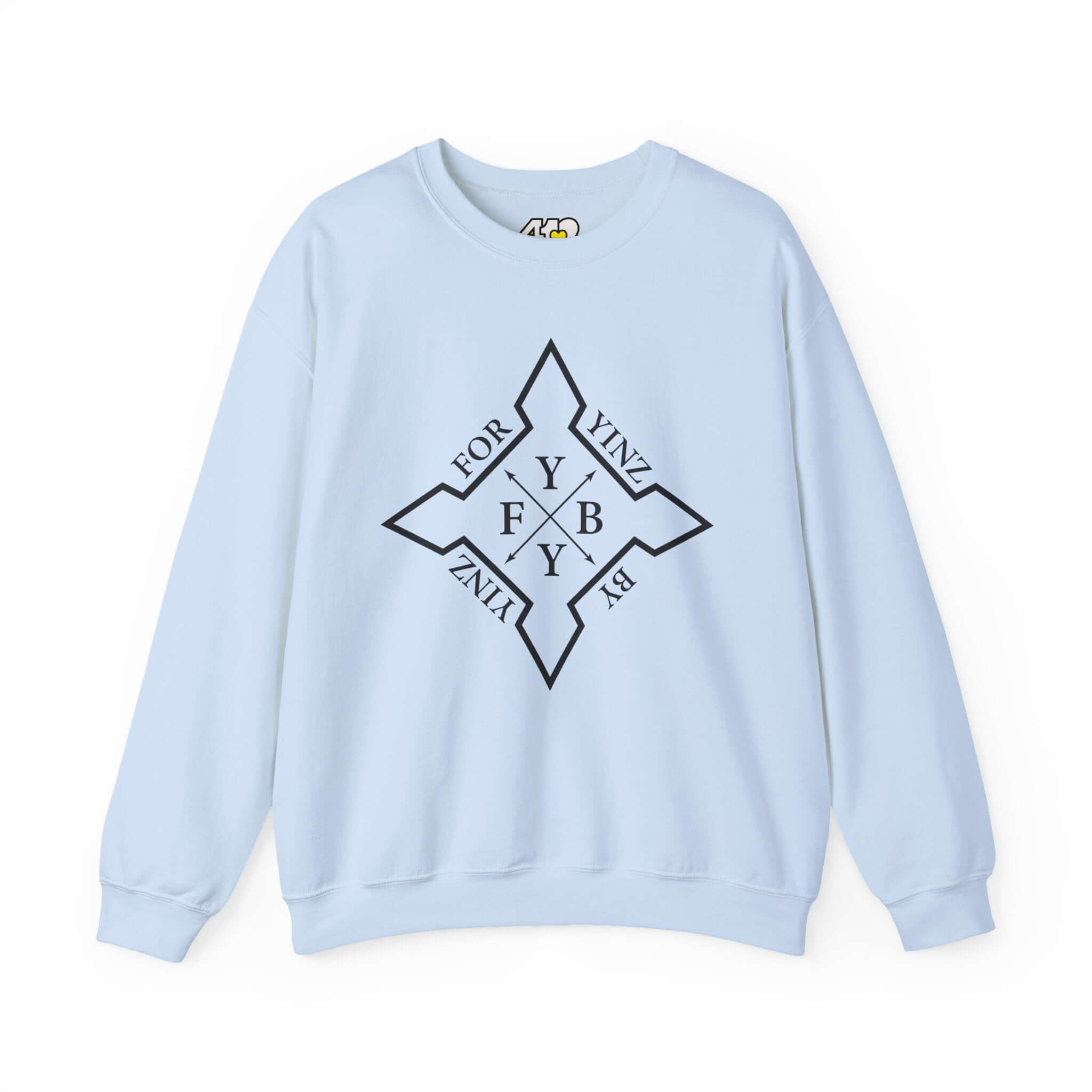 For YINZ By YINZ Sweatshirt | Black Logo. Apparel Color: Light Blue. A blend of 50% cotton and 50% polyester for cozy durability. With an Elastic ribbed collar, and Double-needle stitching.