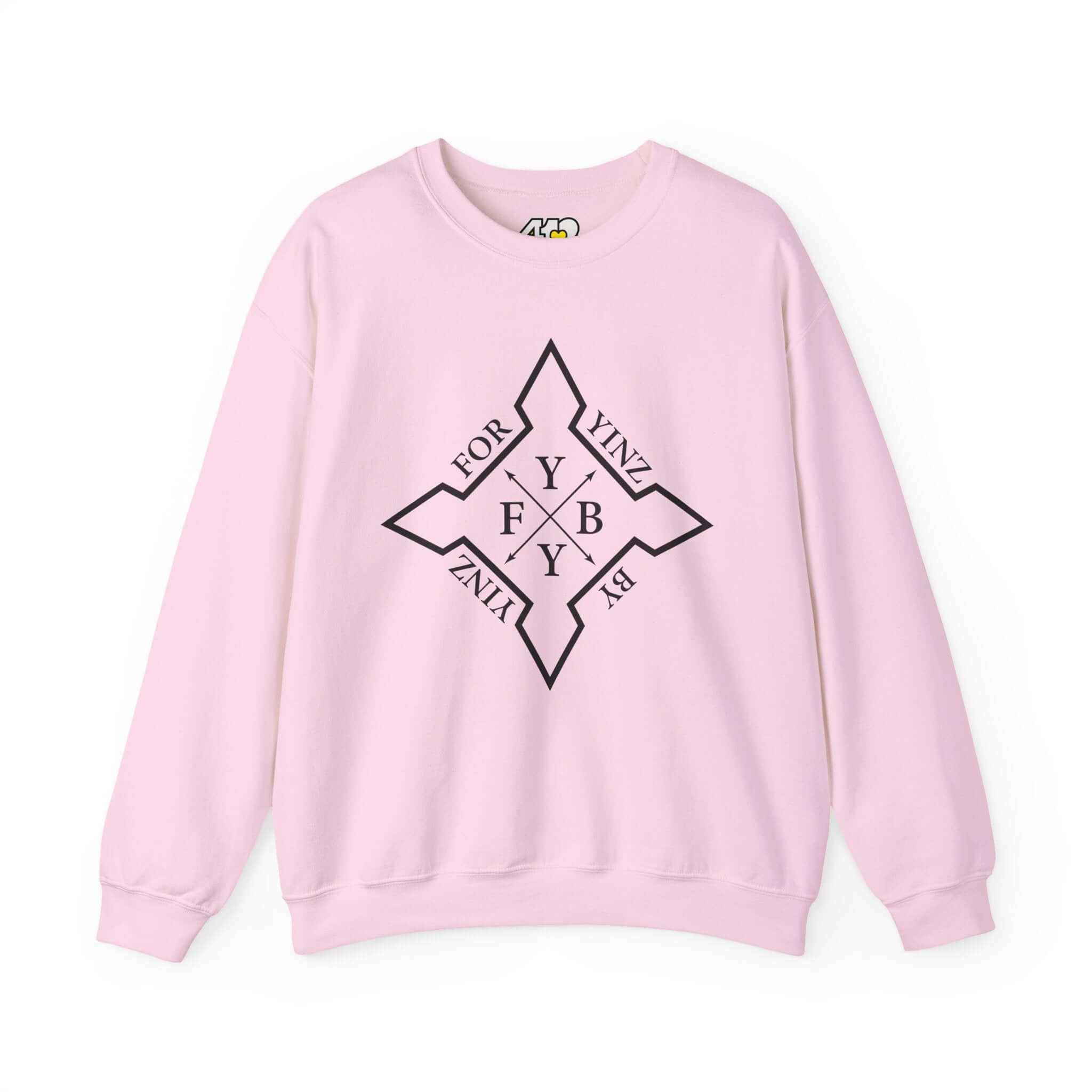 For YINZ By YINZ Sweatshirt | Black Logo. Apparel Color: Light Pink. A blend of 50% cotton and 50% polyester for cozy durability. With an Elastic ribbed collar, and Double-needle stitching.