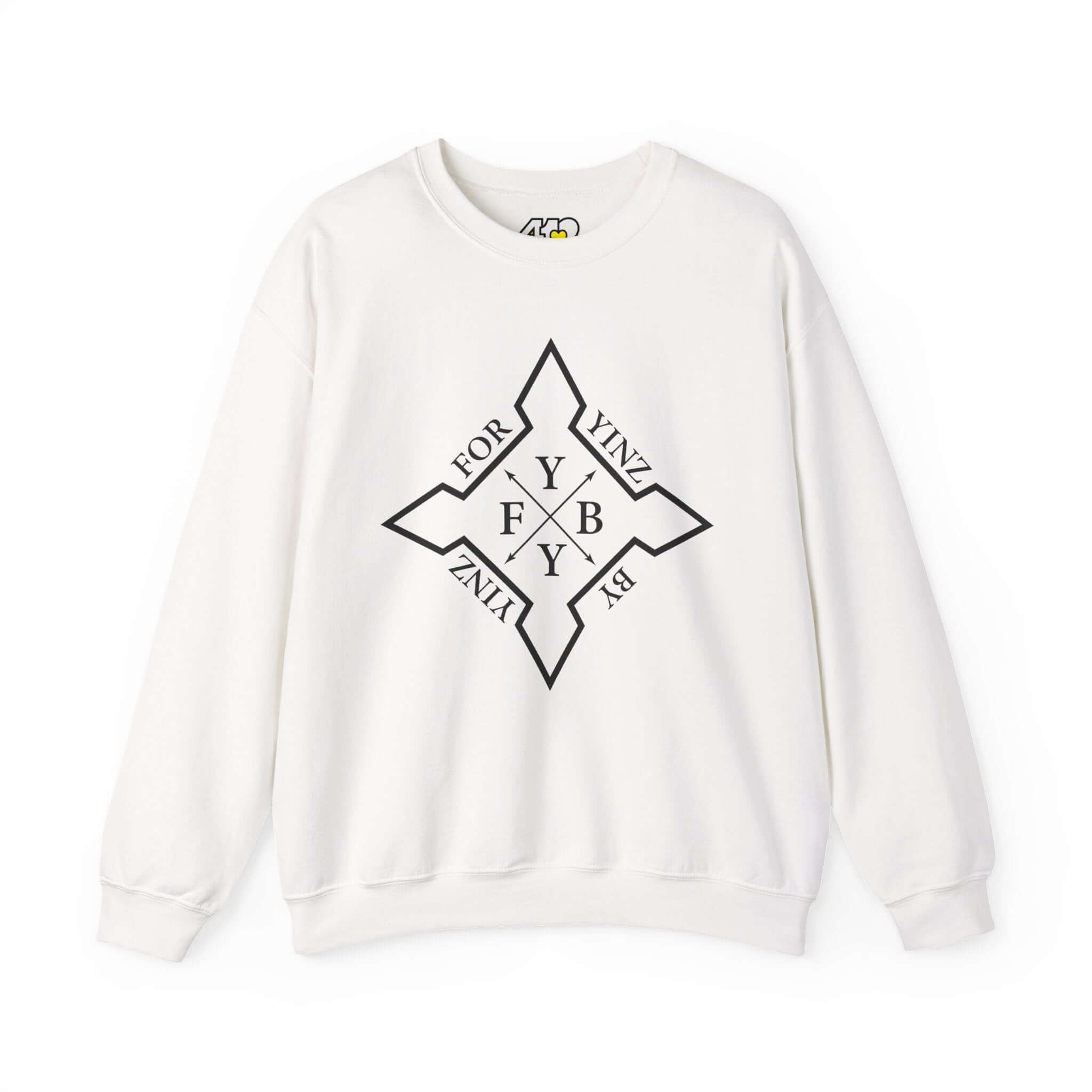 For YINZ By YINZ Sweatshirt | Black Logo. Apparel Color: White. A blend of 50% cotton and 50% polyester for cozy durability. With an Elastic ribbed collar, and Double-needle stitching.