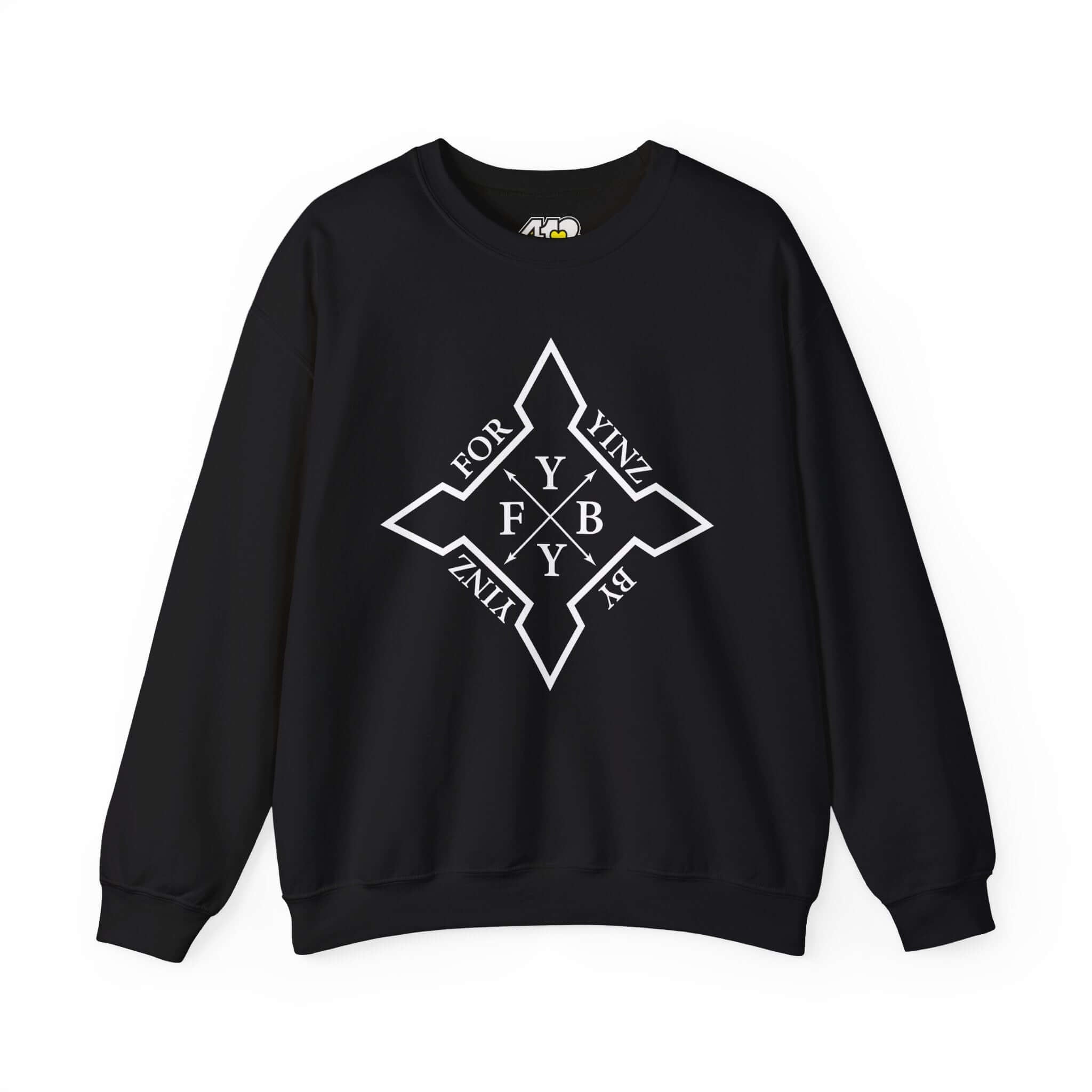 For YINZ By YINZ Sweatshirt | White Logo. Apparel Color: Black. A blend of 50% cotton and 50% polyester for cozy durability. With an Elastic ribbed collar, and Double-needle stitching.