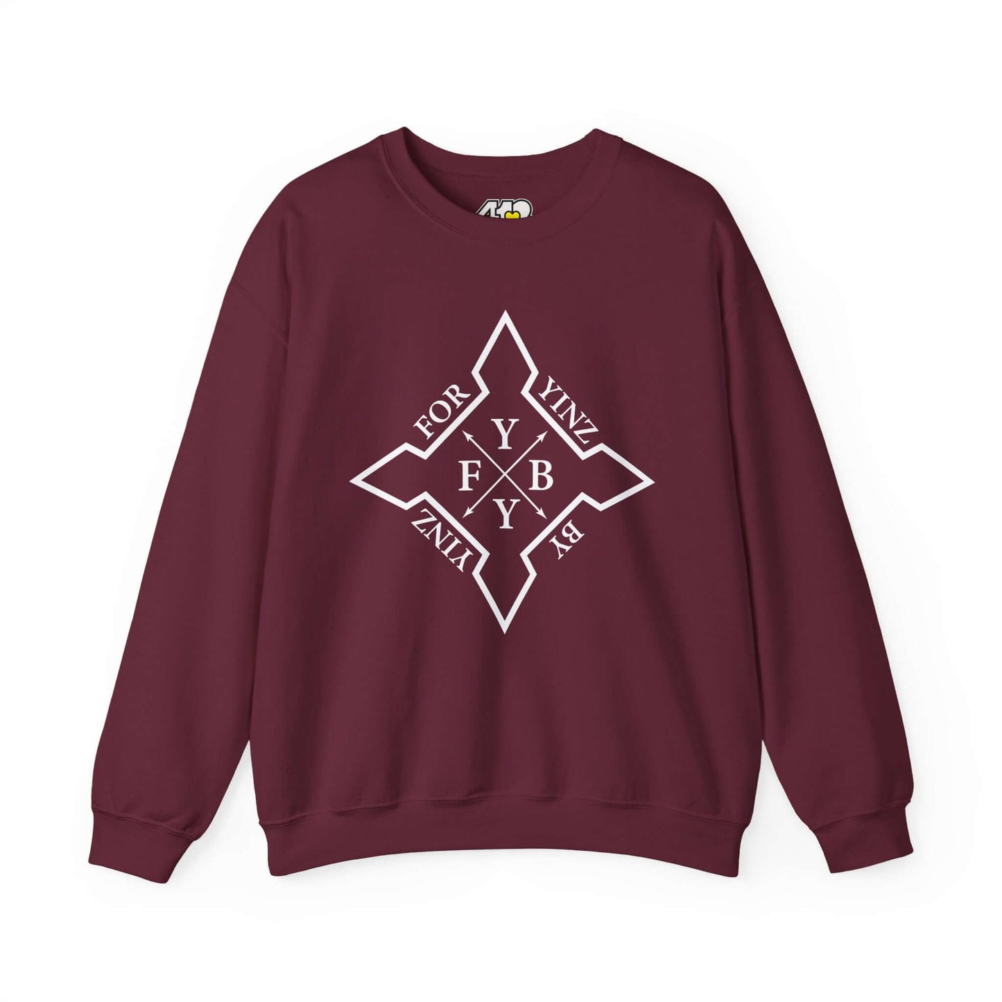 For YINZ By YINZ Sweatshirt | White Logo. Apparel Color: Maroon. A blend of 50% cotton and 50% polyester for cozy durability. With an Elastic ribbed collar, and Double-needle stitching.