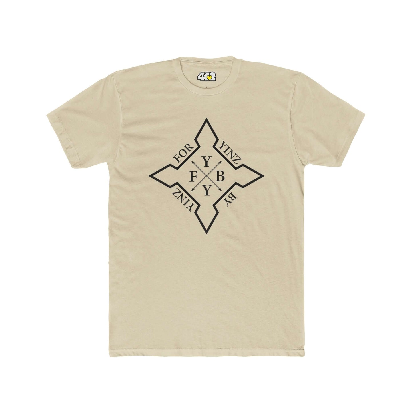 For YINZ By YINZ T-Shirt | Black Logo. Apparel Color: Solid Cream. Tailored fit T-Shirt with breathable cotton fabric, and classic neckline.