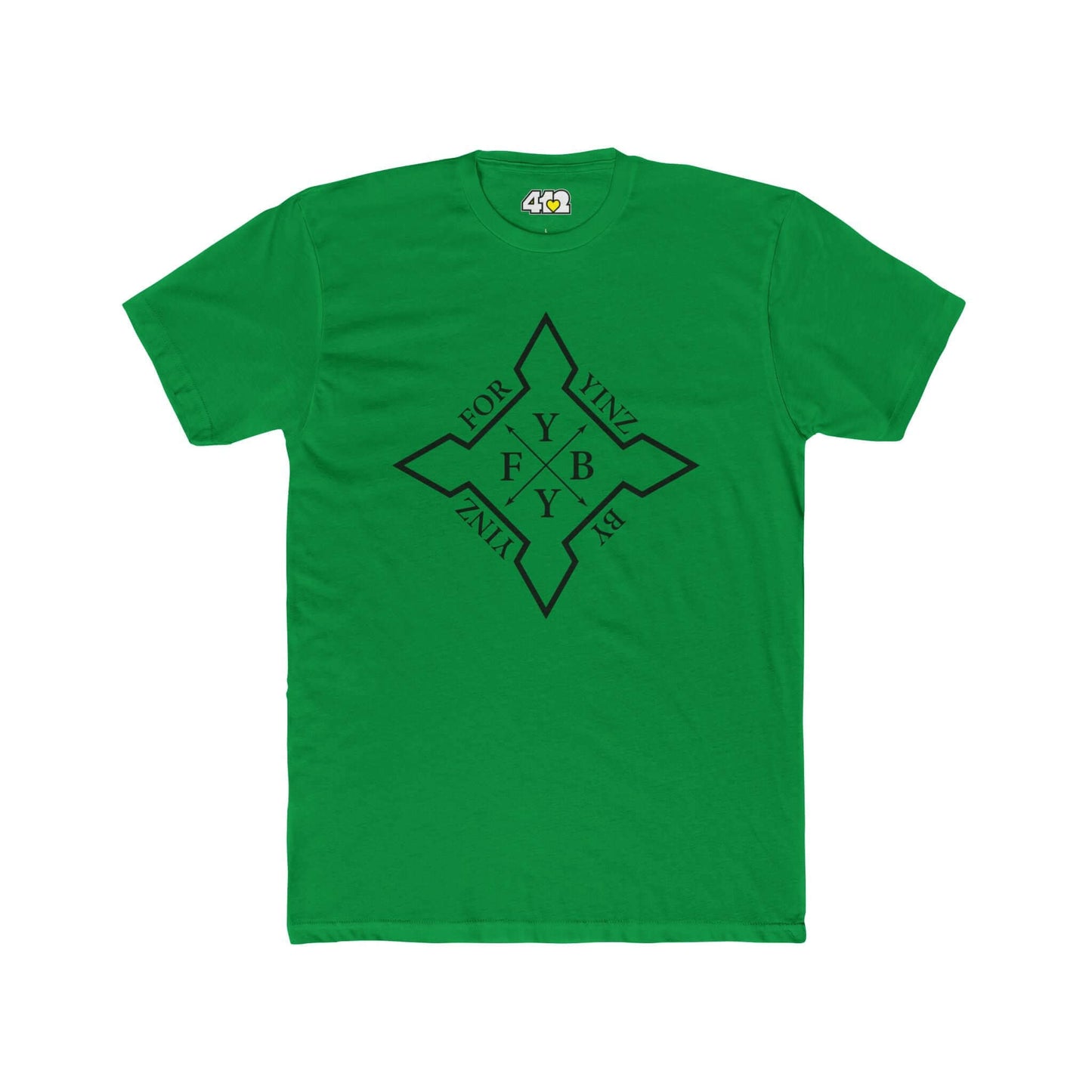 For YINZ By YINZ T-Shirt | Black Logo. Apparel Color: Solid Kelly Green. Tailored fit T-Shirt with breathable cotton fabric, and classic neckline.