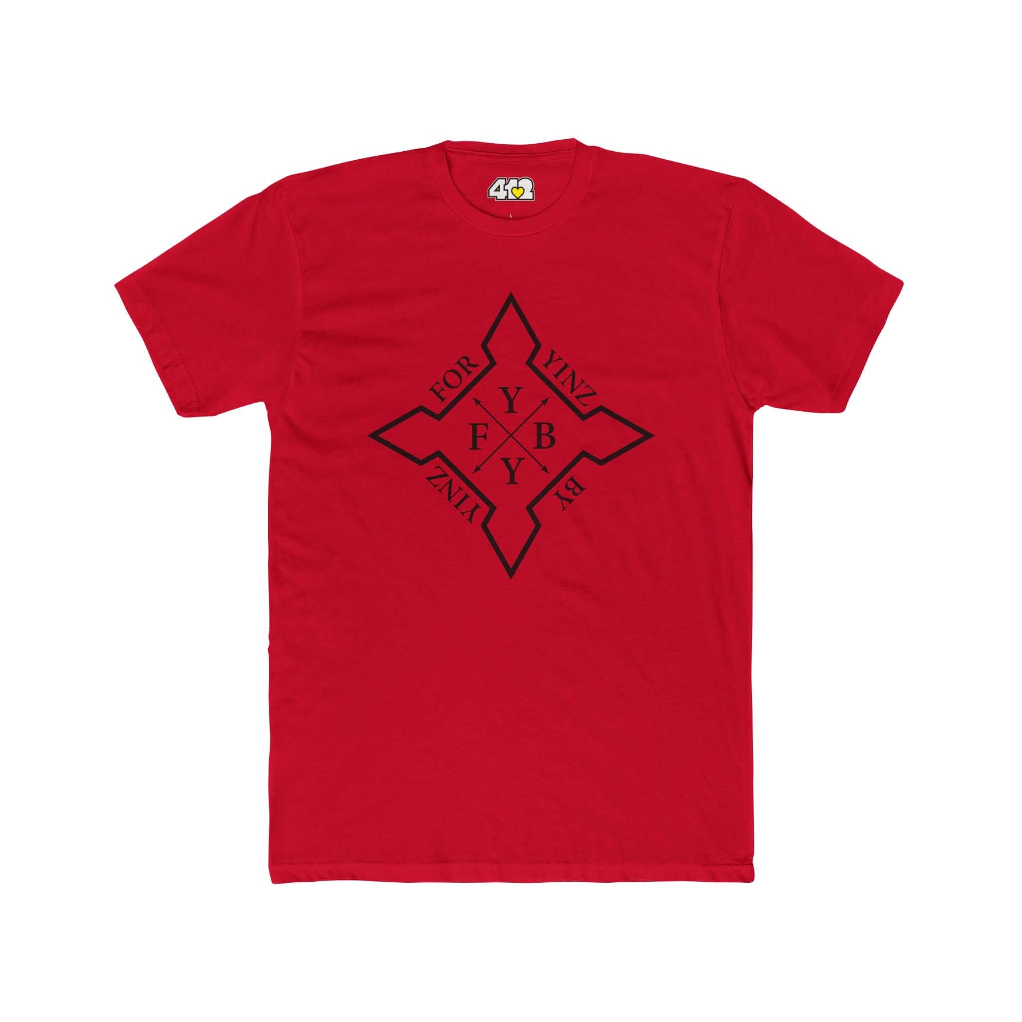 For YINZ By YINZ T-Shirt | Black Logo. Apparel Color: Solid Red. Tailored fit T-Shirt with breathable cotton fabric, and classic neckline.