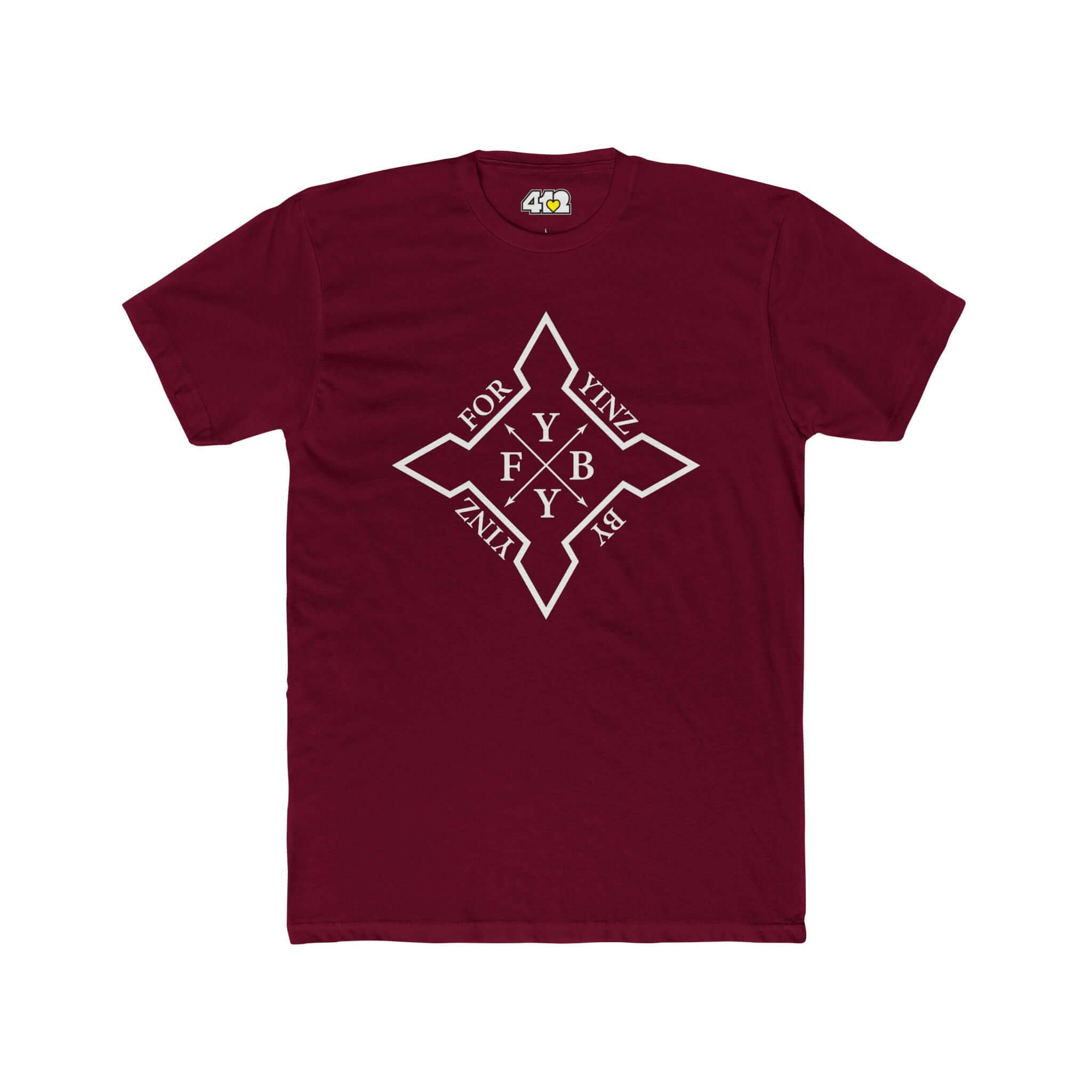 For YINZ By YINZ T-Shirt | White Logo. Apparel Color: Solid Cardinal Red. Tailored fit T-Shirt with breathable cotton fabric, and classic neckline.