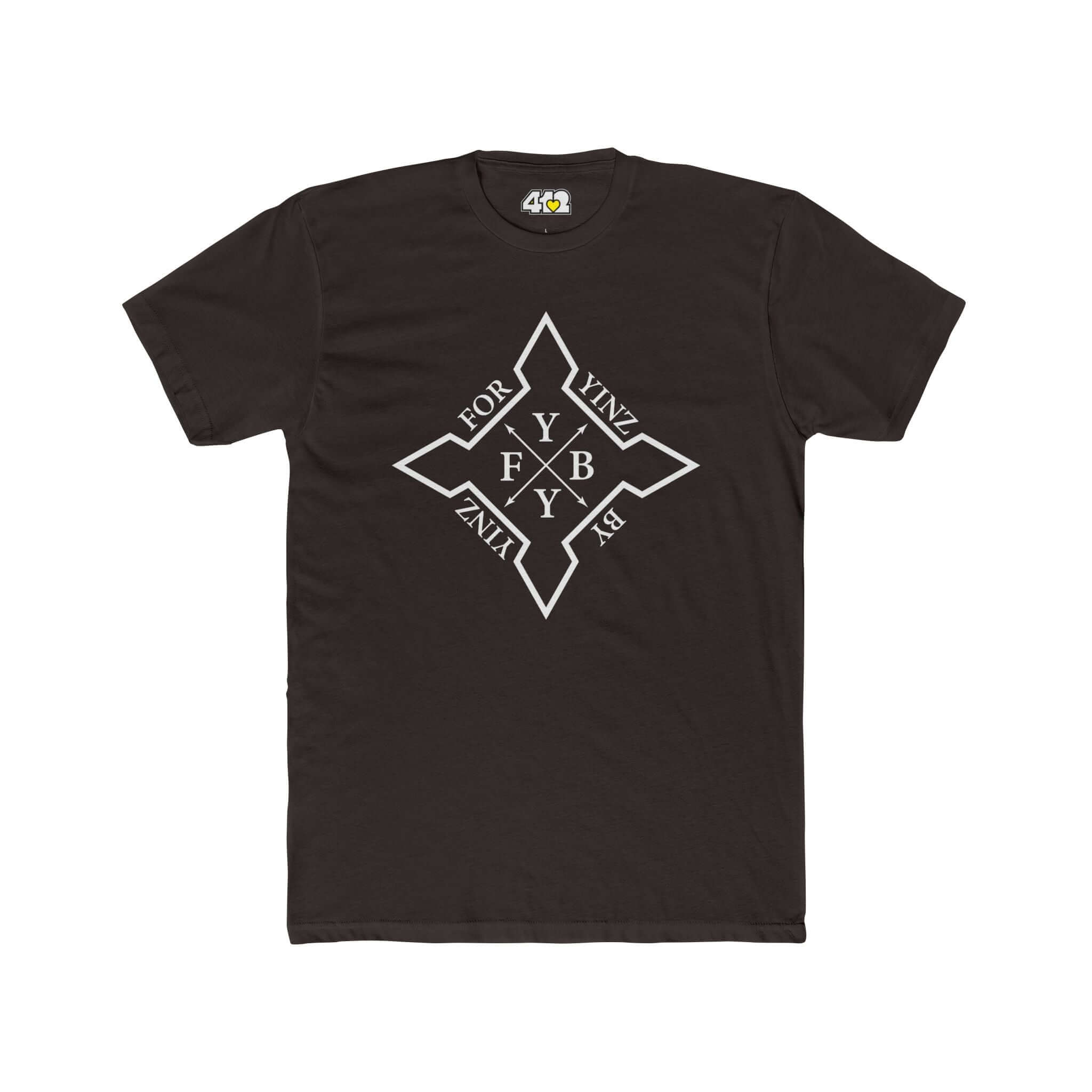 For YINZ By YINZ T-Shirt | White Logo. Apparel Color: Solid Dark Chocolate. Tailored fit T-Shirt with breathable cotton fabric, and classic neckline.
