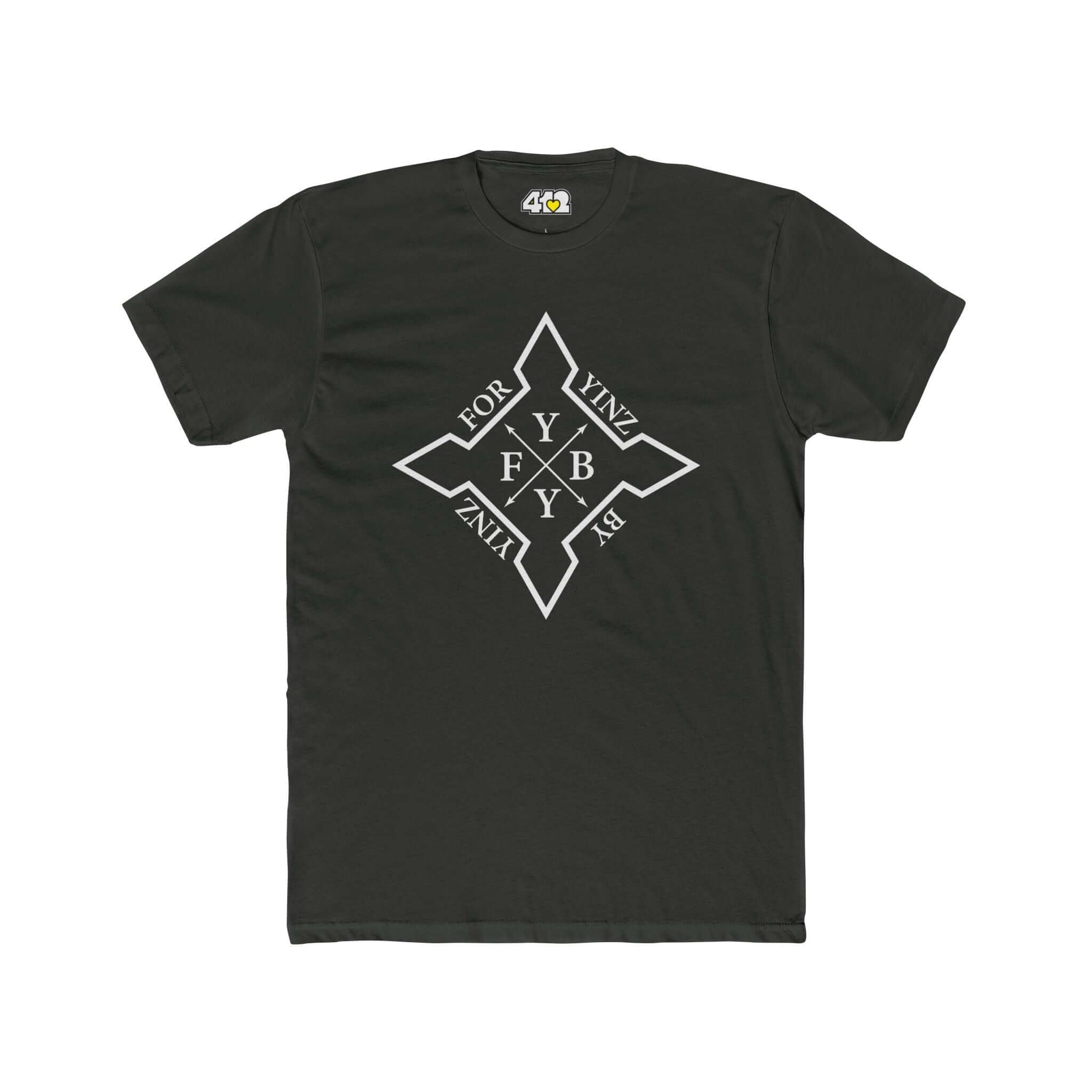 For YINZ By YINZ T-Shirt | White Logo. Apparel Color: Solid Heavy Metal. Tailored fit T-Shirt with breathable cotton fabric, and classic neckline.